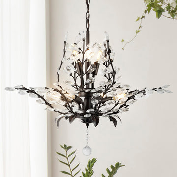 Diantha 28.5" 7-Light Contemporary Bohemian Iron/Acrylic LED Pendant - JONATHAN Y